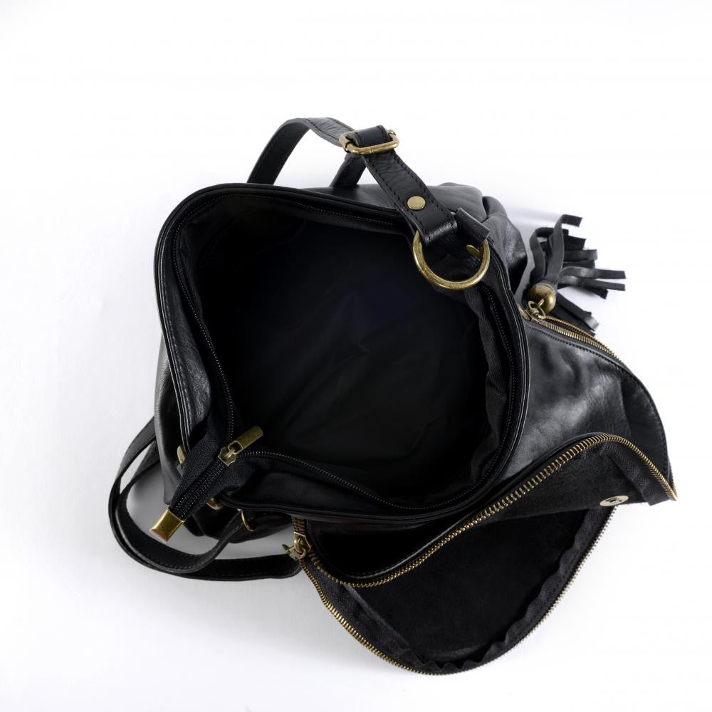 Sac bandoulière en cuir lisse 72 HEURES Noir