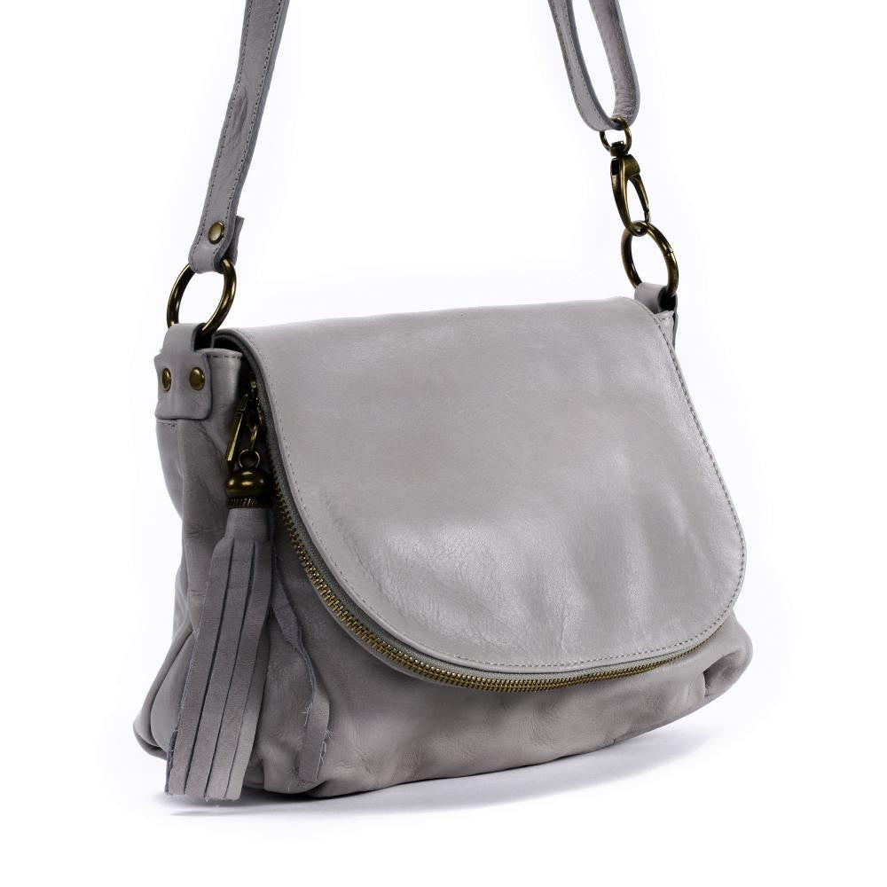 Sac bandoulière en cuir lisse 72 HEURES Gris clair
