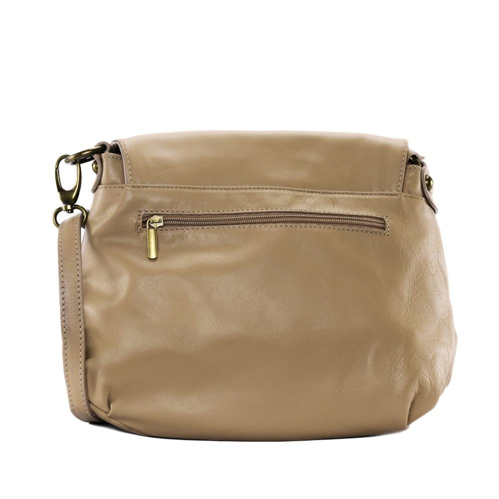 Sac bandoulière en cuir lisse 72 HEURES Taupe