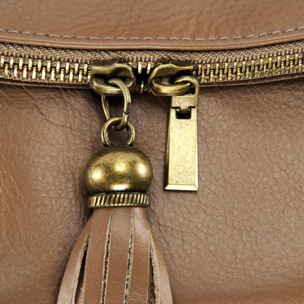Sac bandoulière en cuir lisse 72 HEURES Taupe foncé