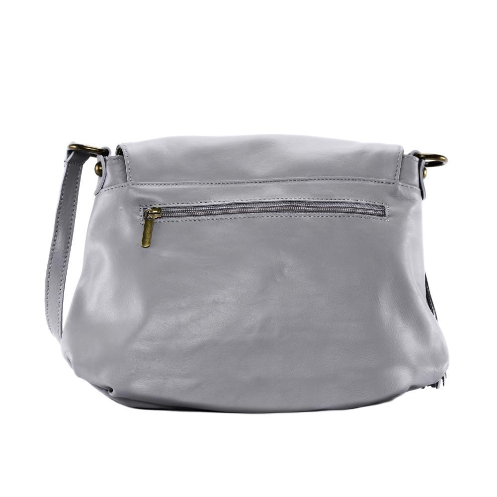 Sac bandoulière en cuir lisse 72 HEURES Gris clair