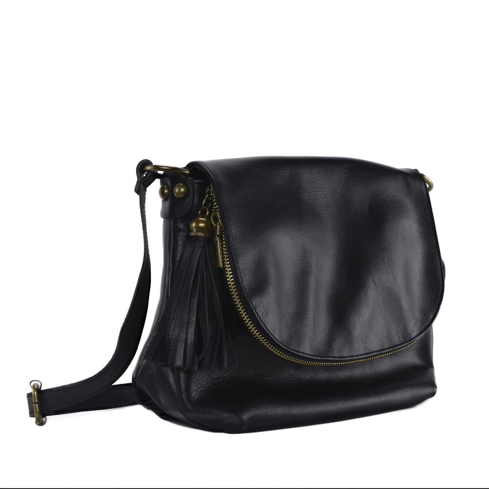 Sac bandoulière en cuir lisse 72 HEURES Noir