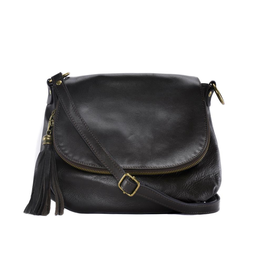 Sac bandoulière en cuir lisse 72 HEURES Chocolat
