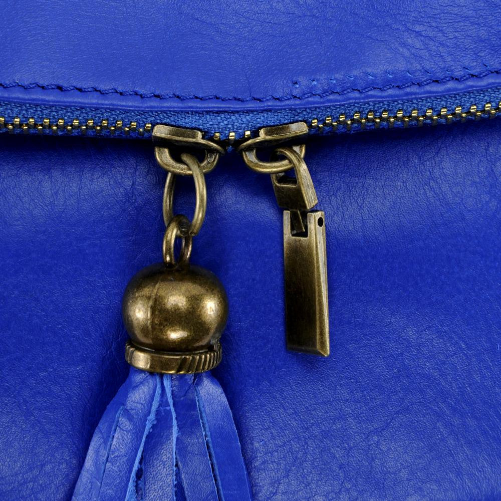Sac bandoulière en cuir lisse 72 HEURES Bleu roi