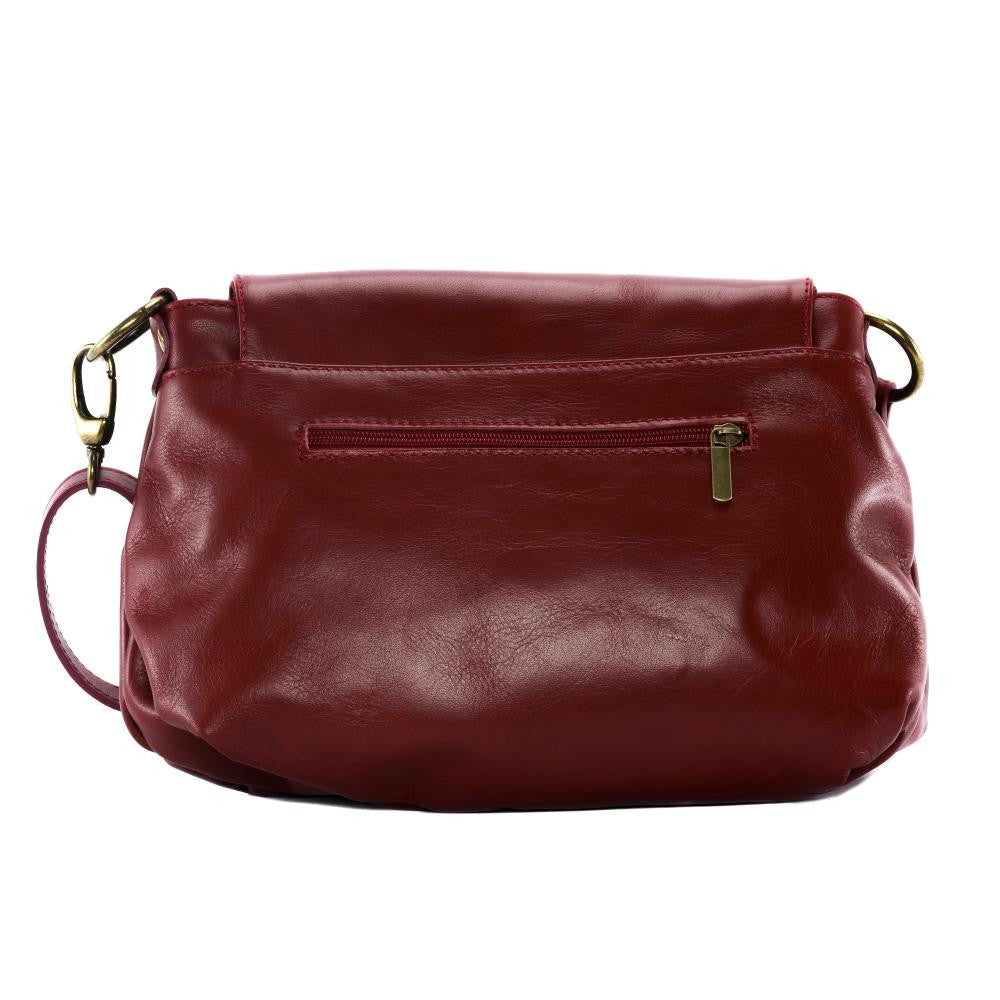 Sac bandoulière en cuir lisse 72 HEURES Rouge foncé