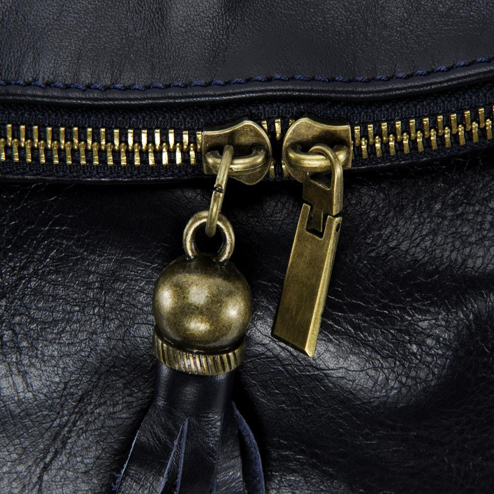 Sac bandoulière en cuir lisse 72 HEURES Bleu marine