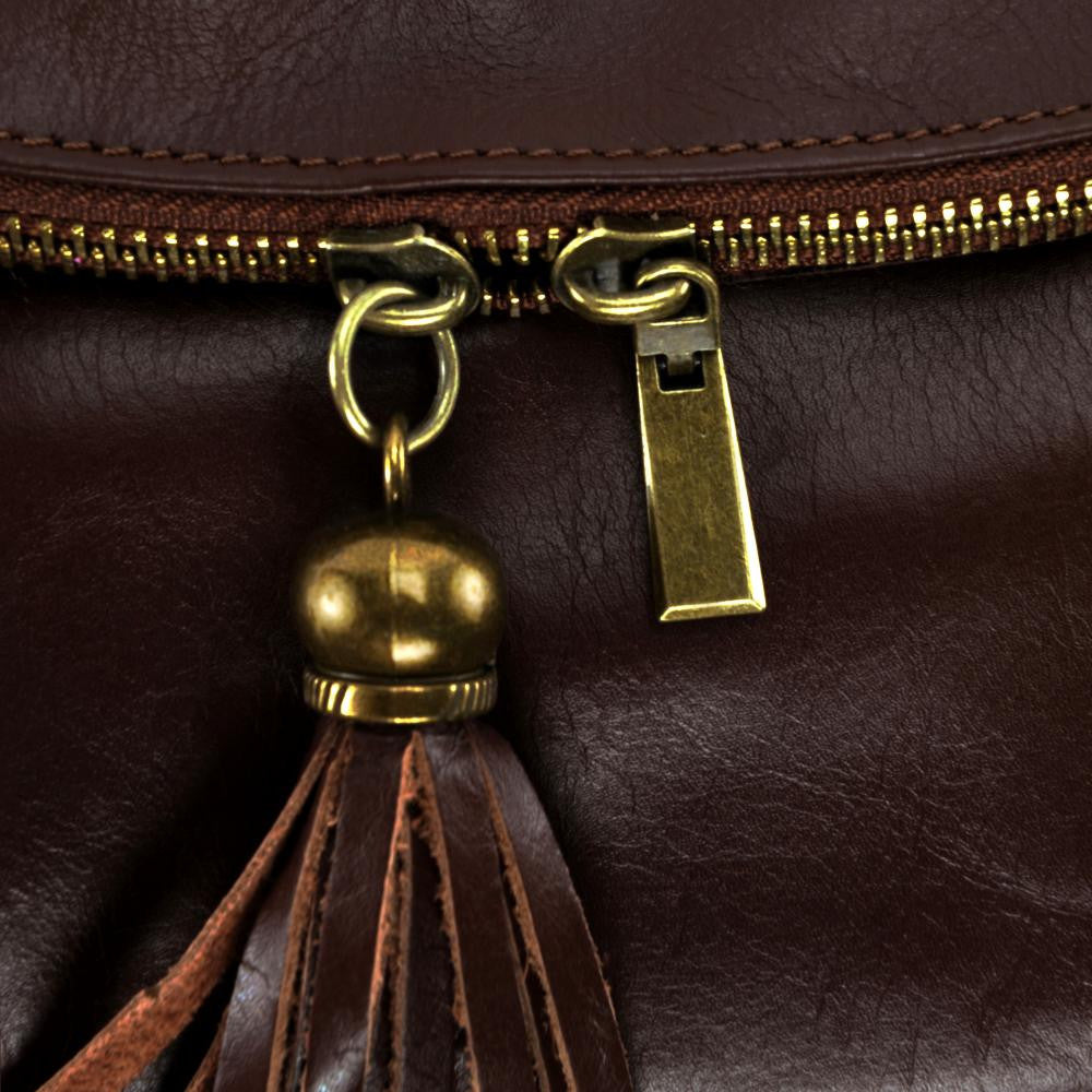 Sac bandoulière en cuir lisse 72 HEURES Châtaigne