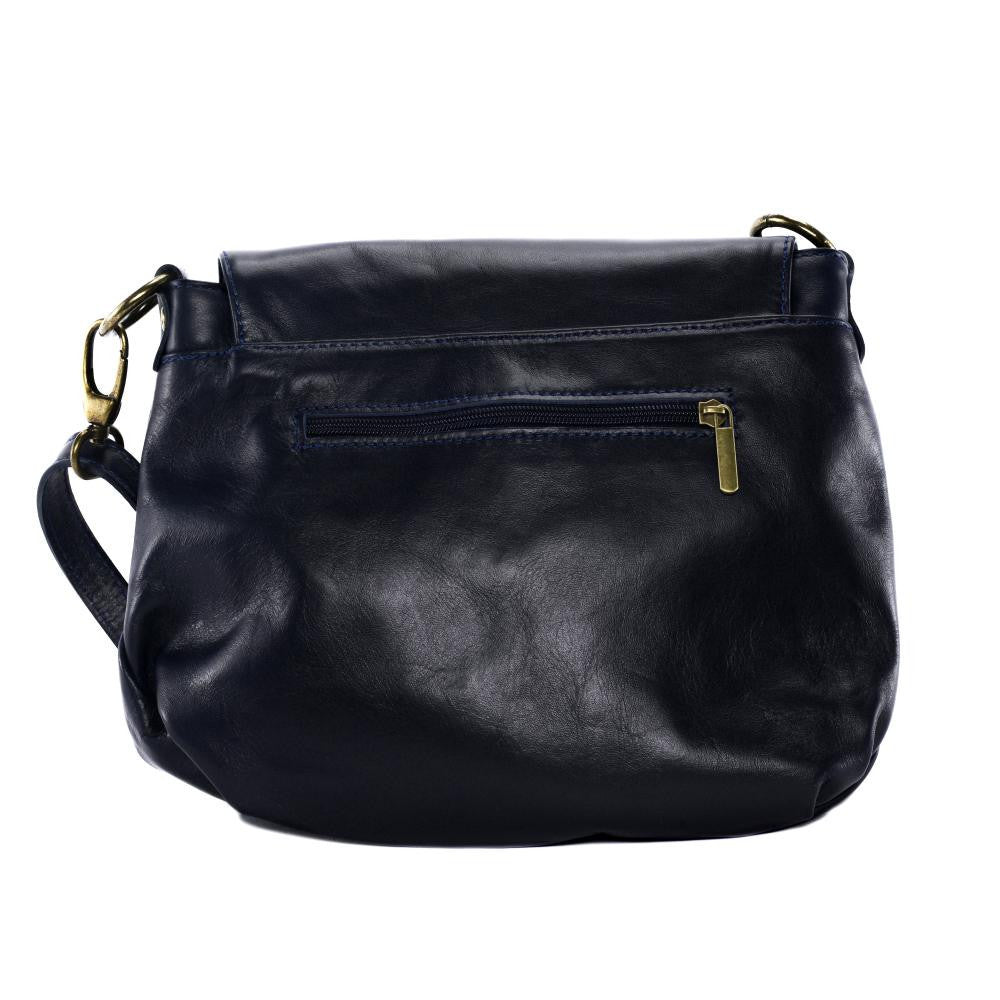 Sac bandoulière en cuir lisse 72 HEURES Bleu marine