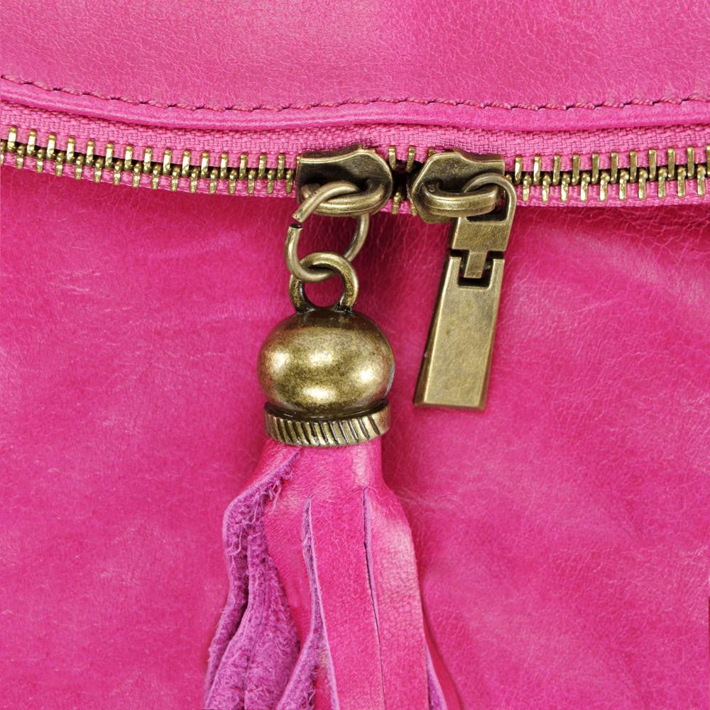 Sac bandoulière en cuir lisse 72 HEURES Rose fuchsia