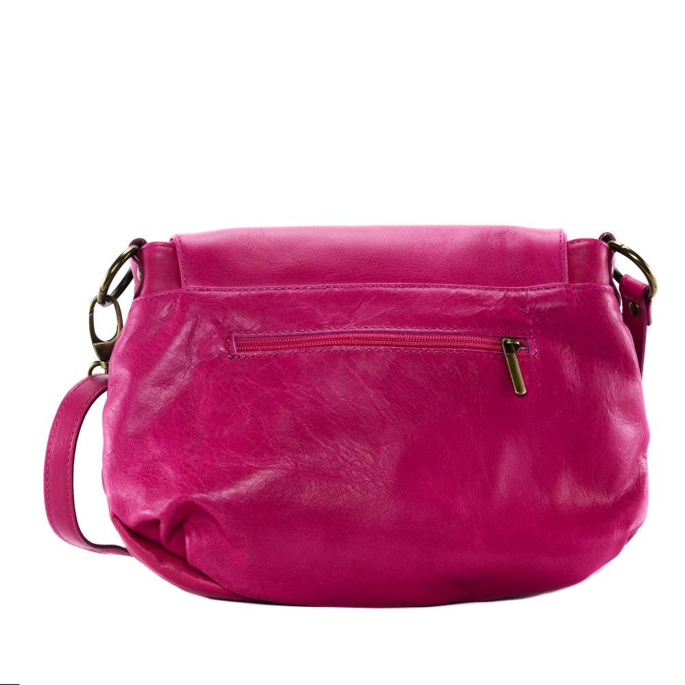 Sac bandoulière en cuir lisse 72 HEURES Rose fuchsia