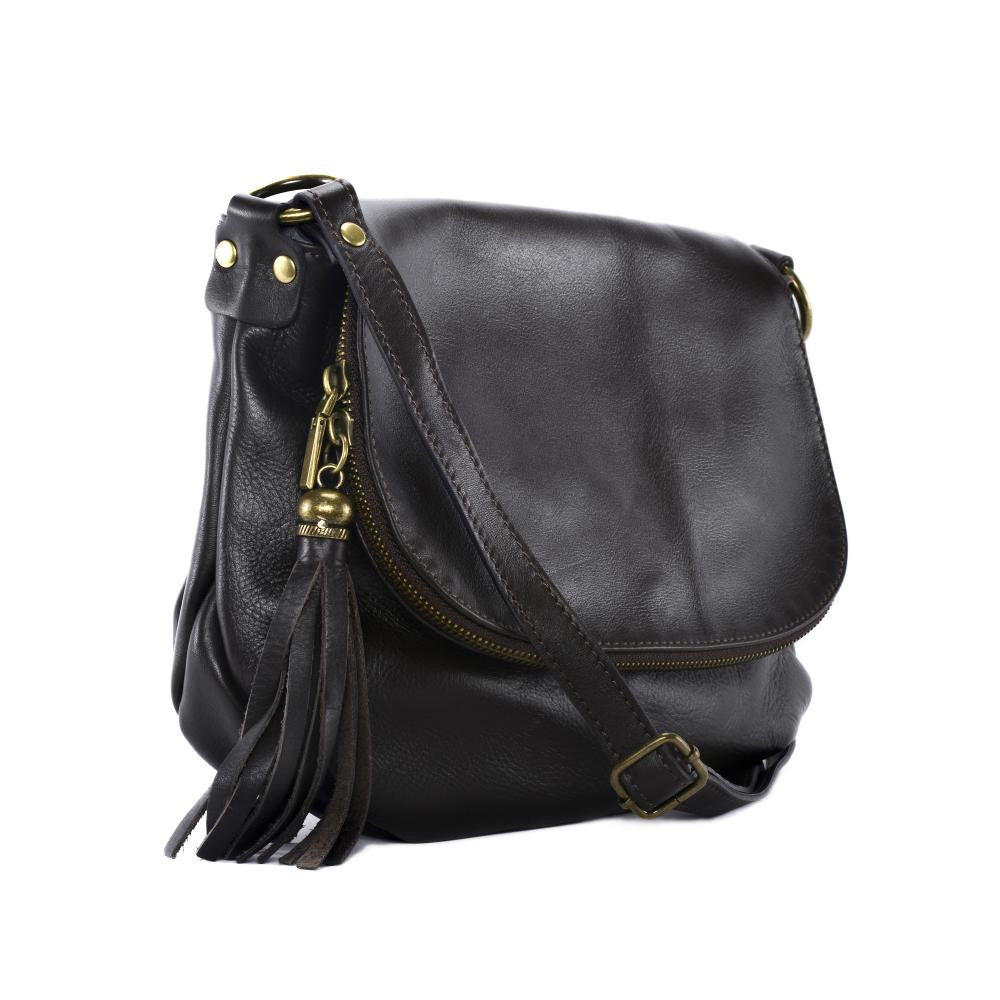 Sac bandoulière en cuir lisse 72 HEURES Chocolat