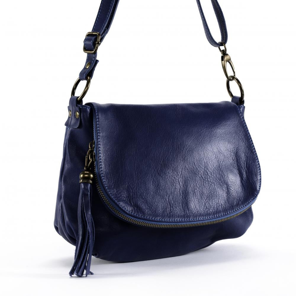 Sac bandoulière en cuir lisse 72 HEURES Bleu