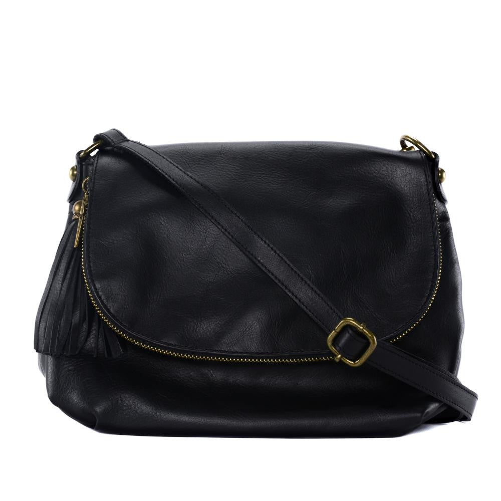 Sac bandoulière en cuir lisse 72 HEURES Noir
