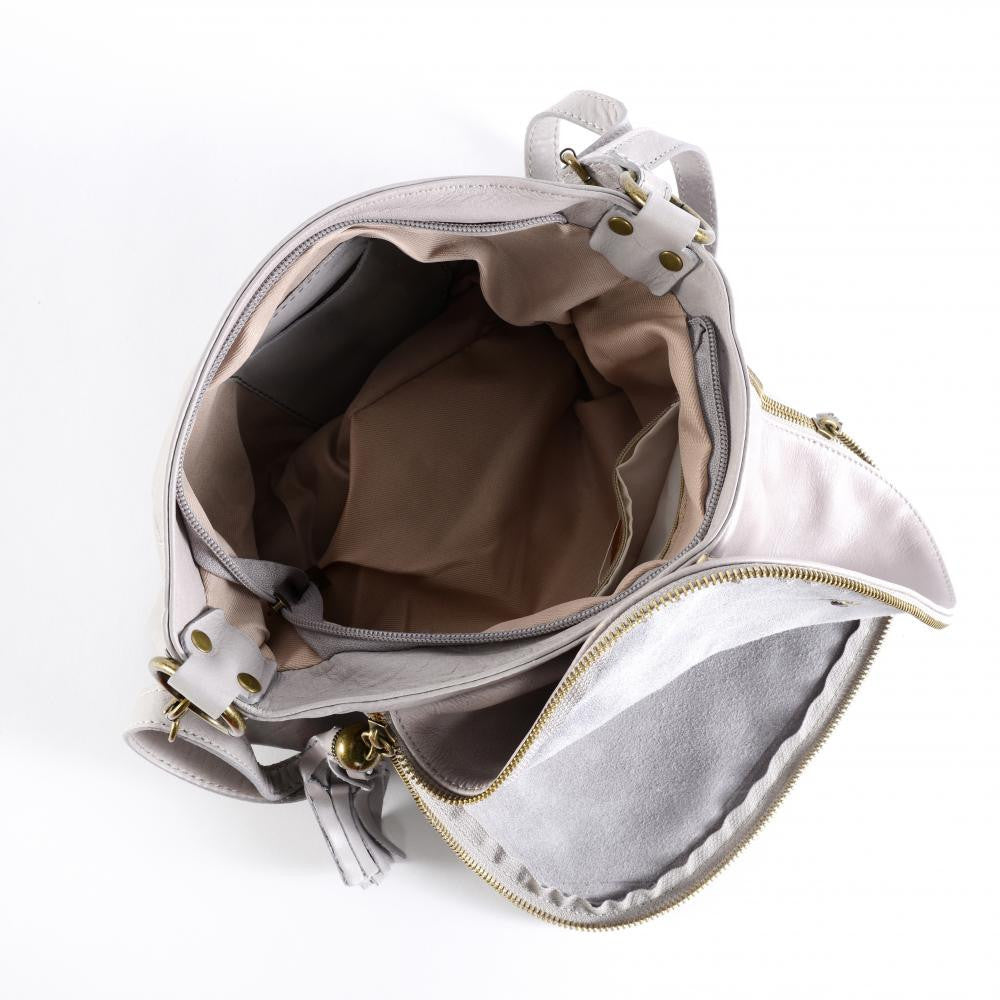 Sac bandoulière en cuir lisse 72 HEURES Gris clair
