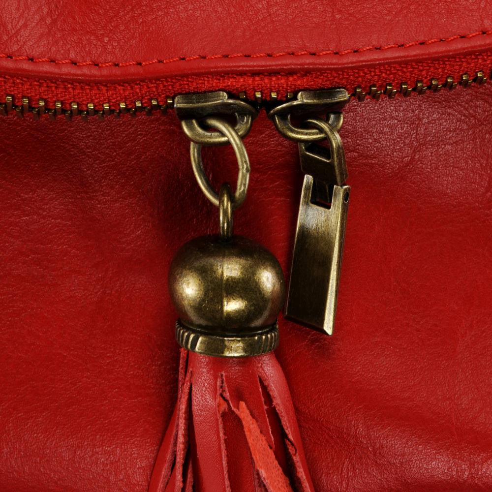 Sac bandoulière en cuir lisse 72 HEURES Rouge garance