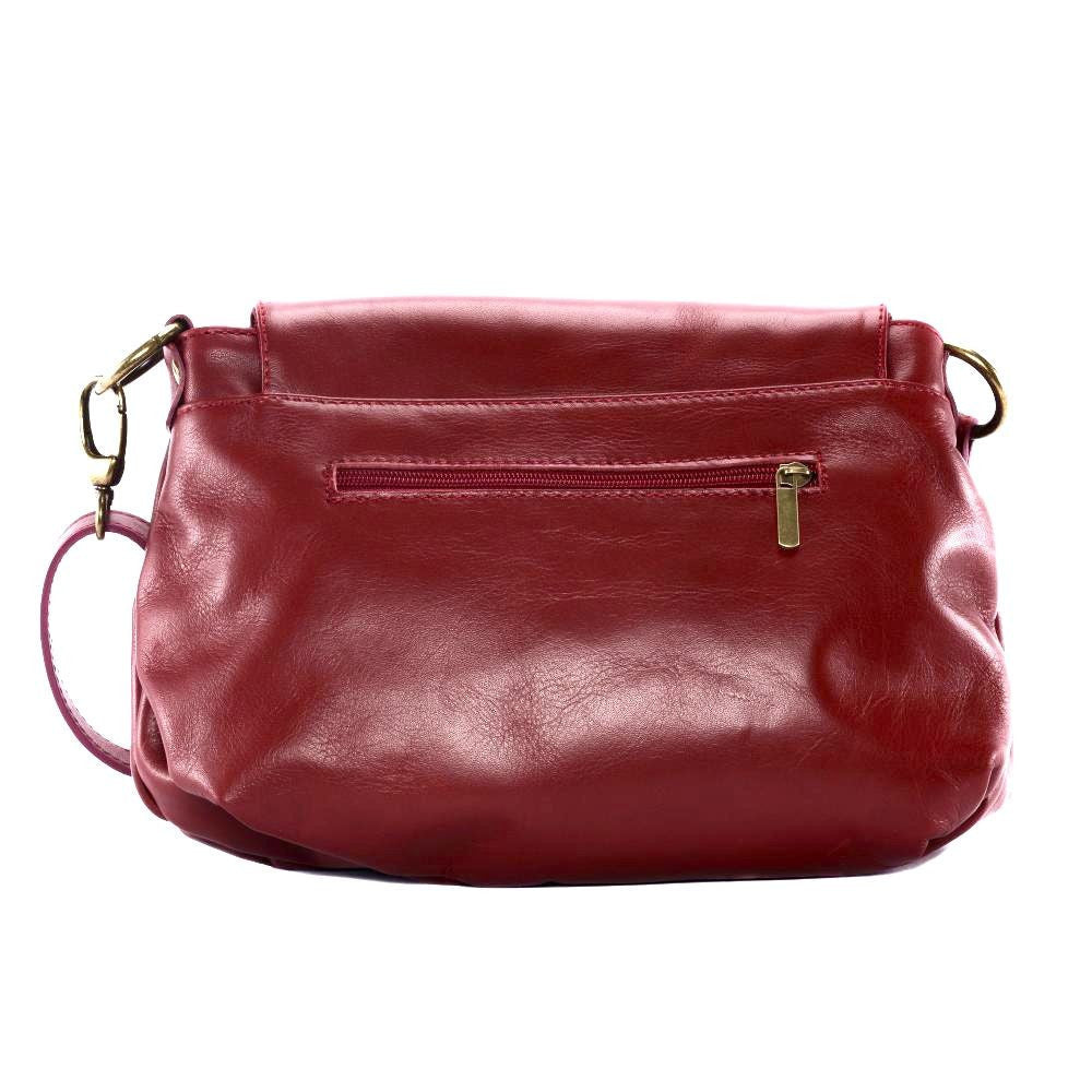 Sac bandoulière en cuir lisse 72 HEURES Rouge magenta