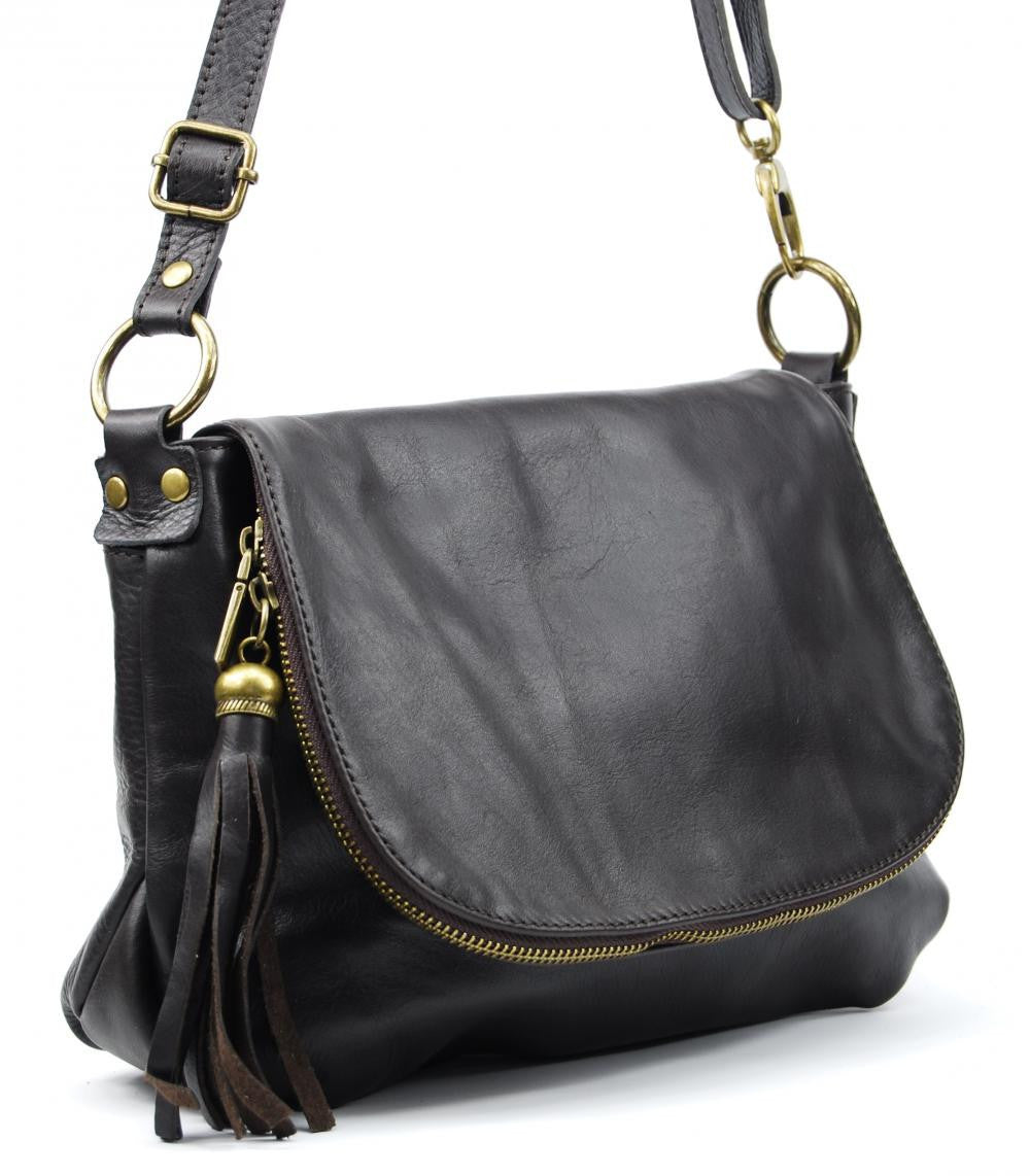 Sac bandoulière en cuir lisse 72 HEURES Chocolat