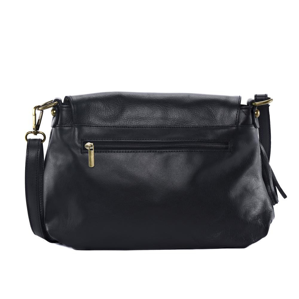 Sac bandoulière en cuir lisse 72 HEURES Noir