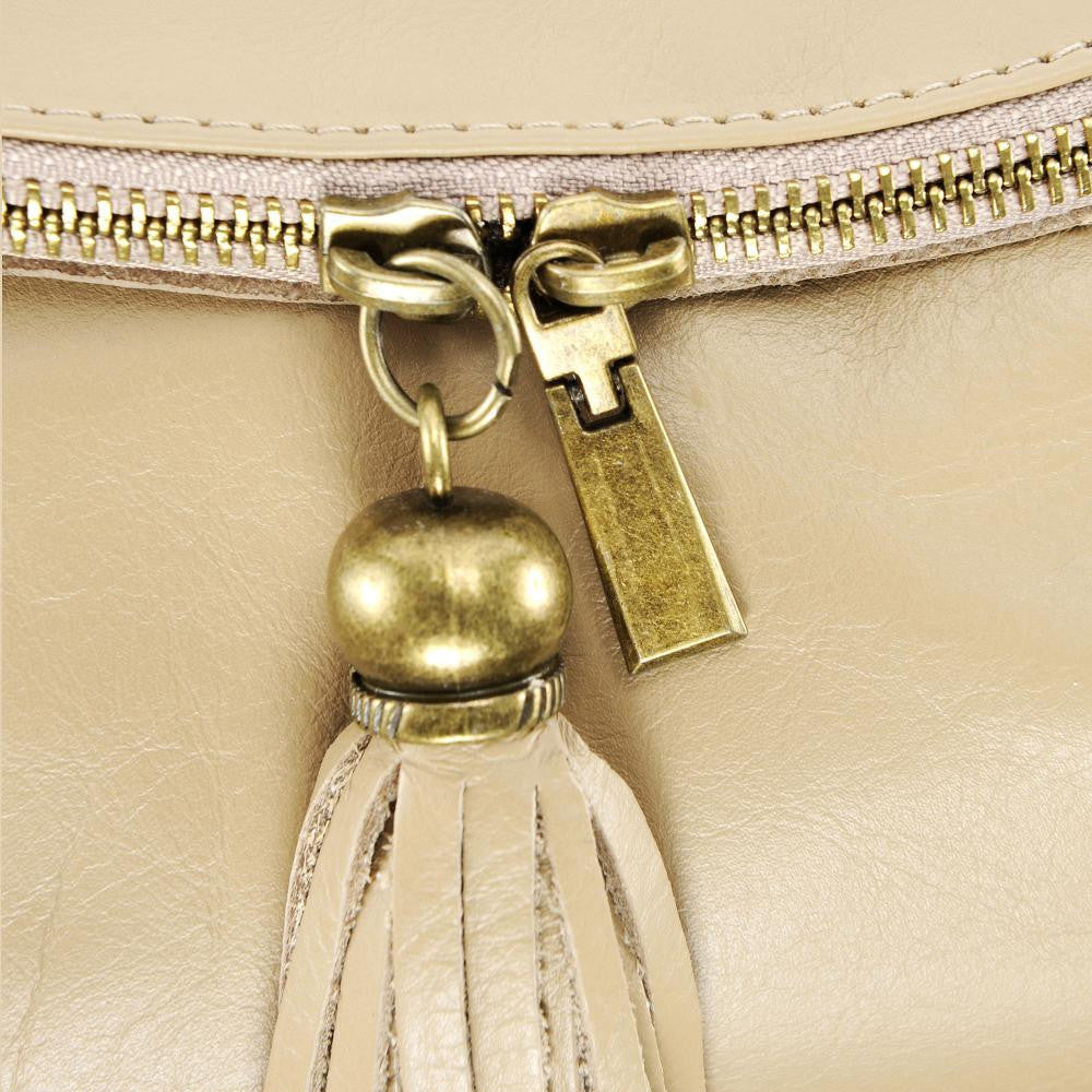 Sac bandoulière en cuir lisse 72 HEURES Taupe