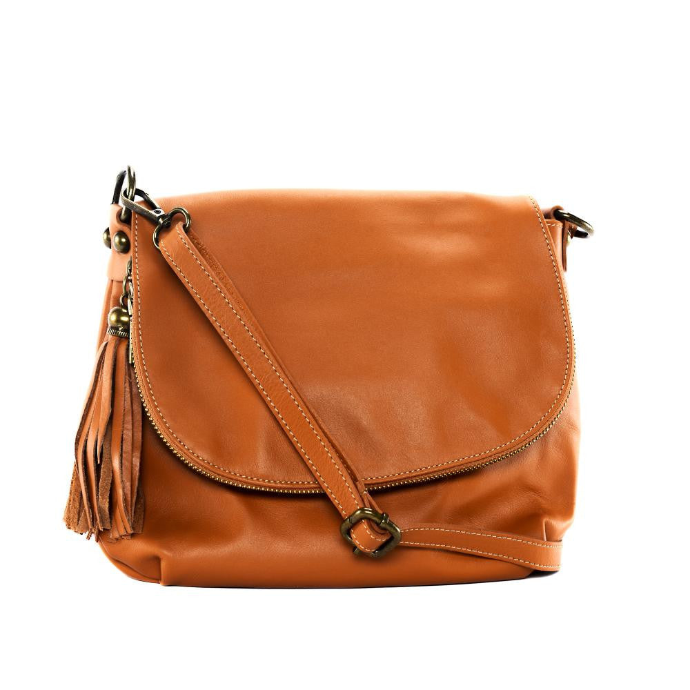 Sac bandoulière en cuir lisse 72 HEURES Cognac