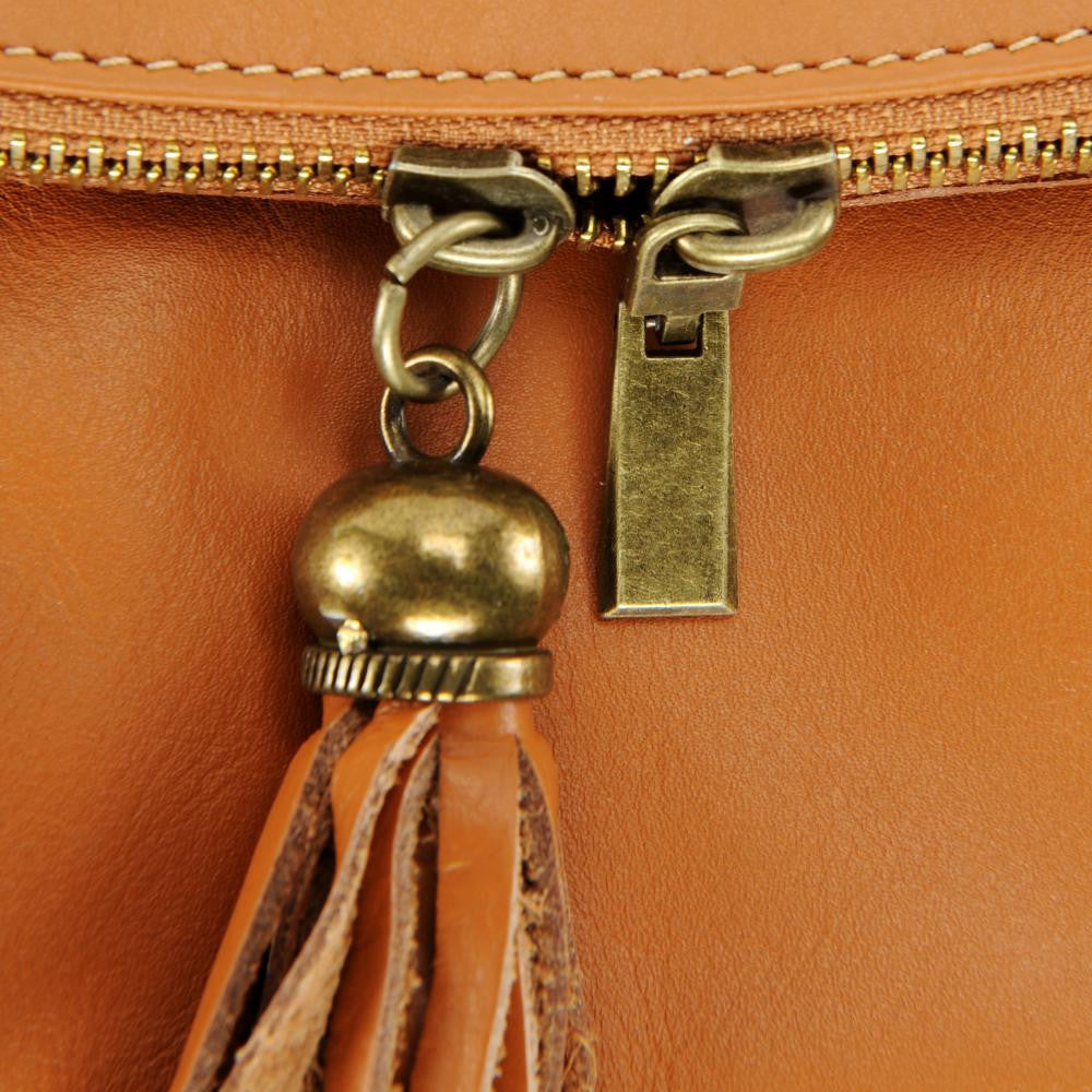 Sac bandoulière en cuir lisse 72 HEURES Cognac