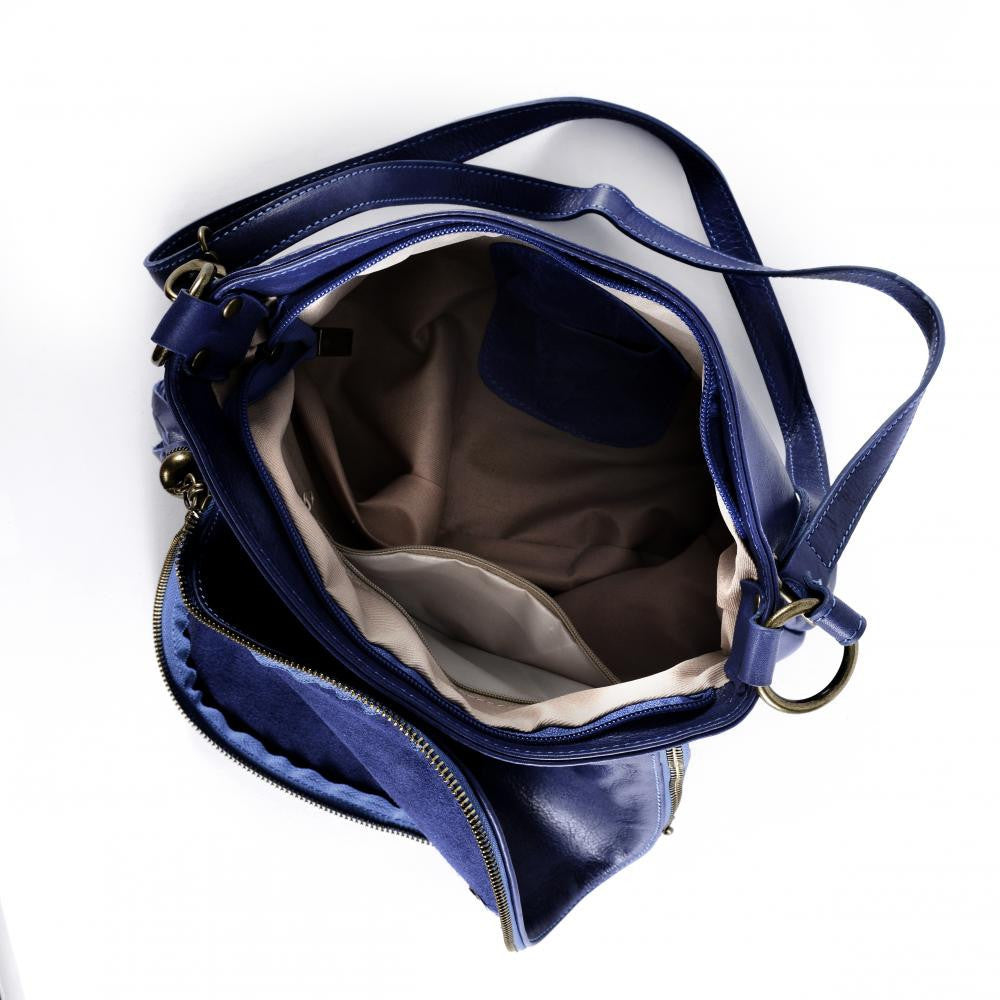 Sac bandoulière en cuir lisse 72 HEURES Bleu