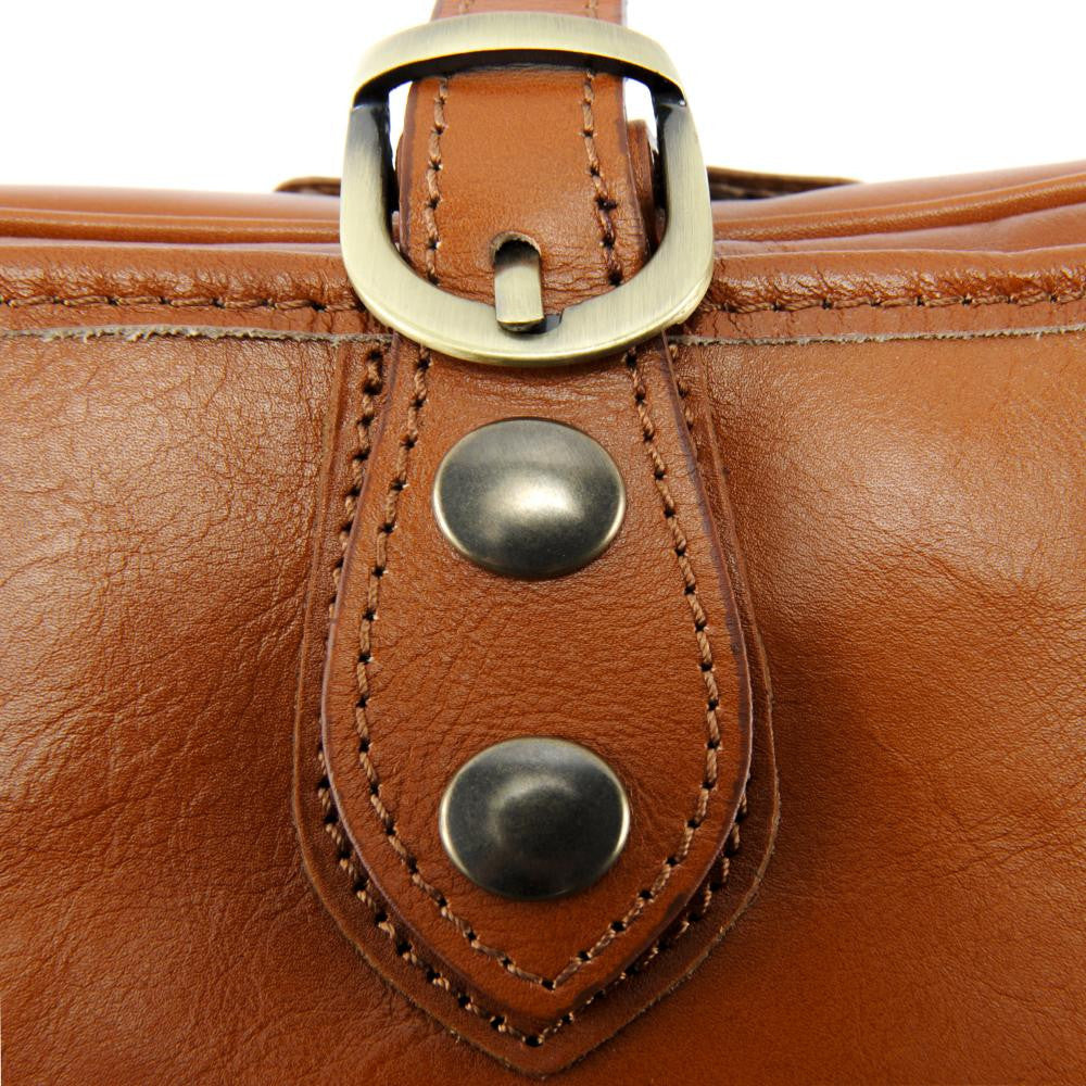 Sac bandoulière en cuir lisse LITTLE VERLAINE Cognac