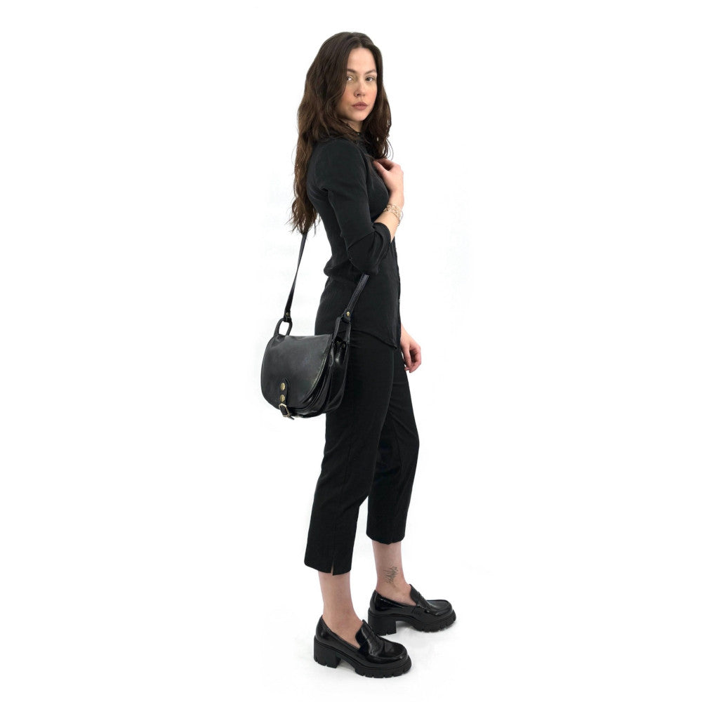 Sac bandoulière en cuir lisse LITTLE VERLAINE Noir
