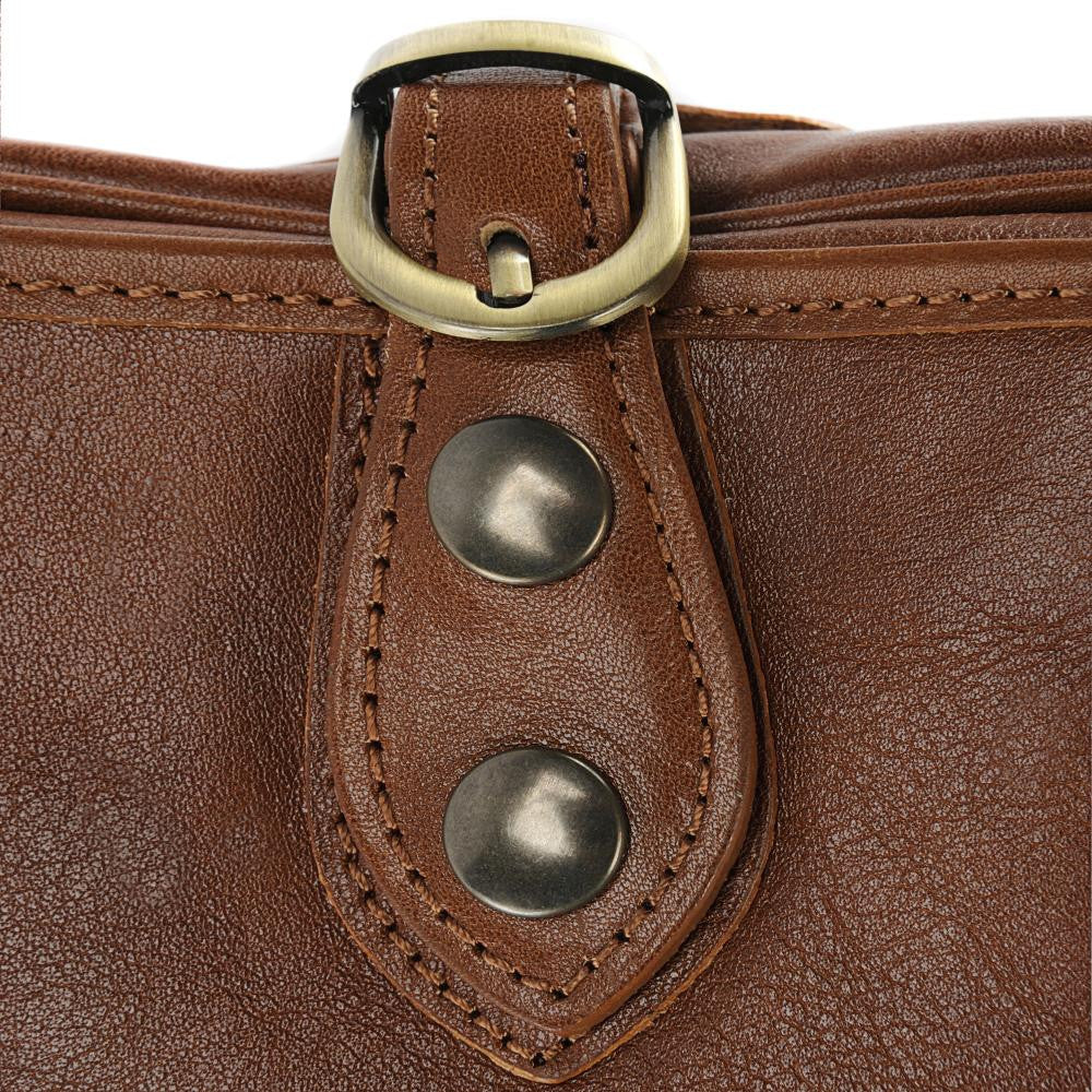Sac bandoulière en cuir lisse LITTLE VERLAINE Cognac foncé
