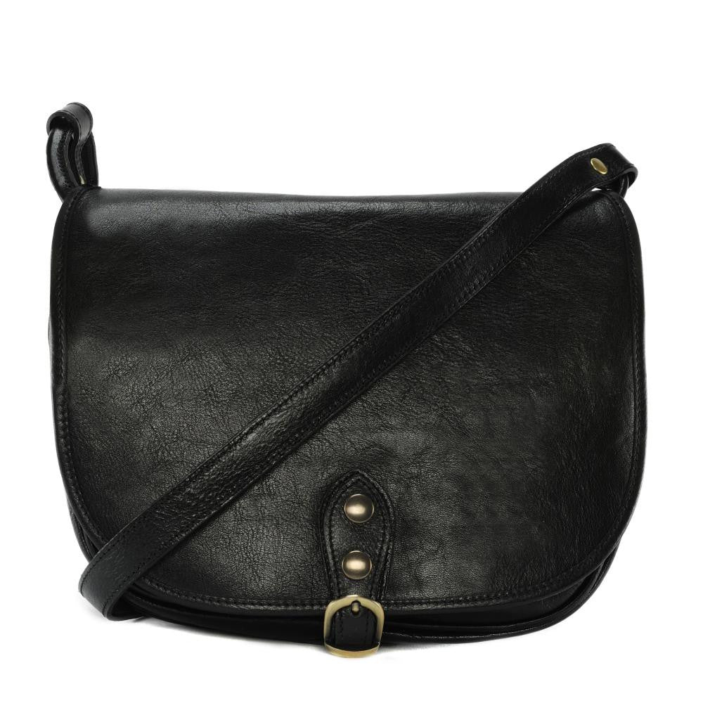Sac bandoulière en cuir lisse VERLAINE Noir