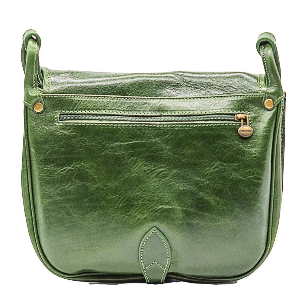 Sac bandoulière en cuir lisse VERLAINE Vert intense