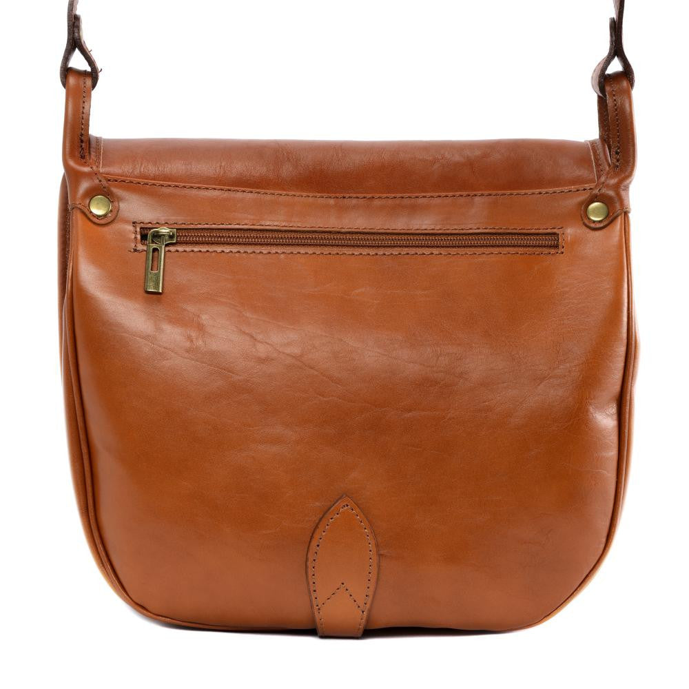 Sac bandoulière en cuir lisse VERLAINE Cognac