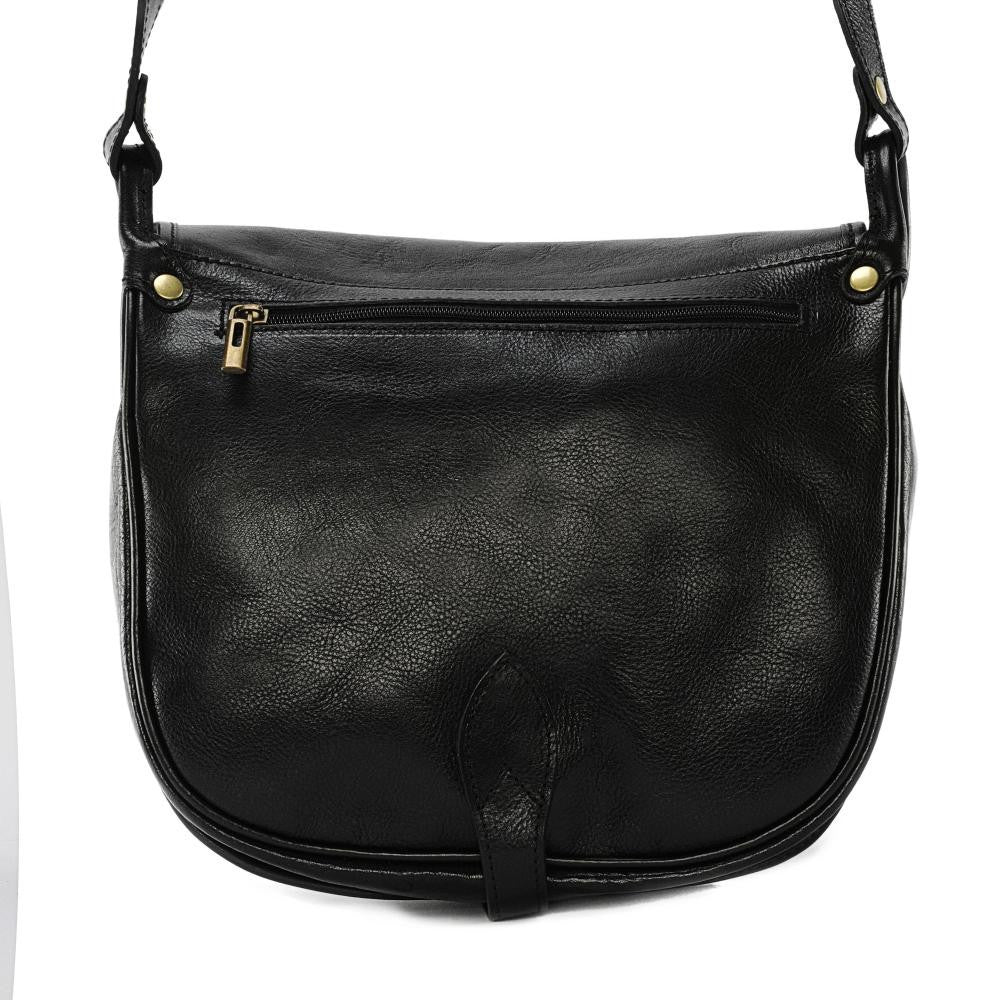 Sac bandoulière en cuir lisse VERLAINE Noir