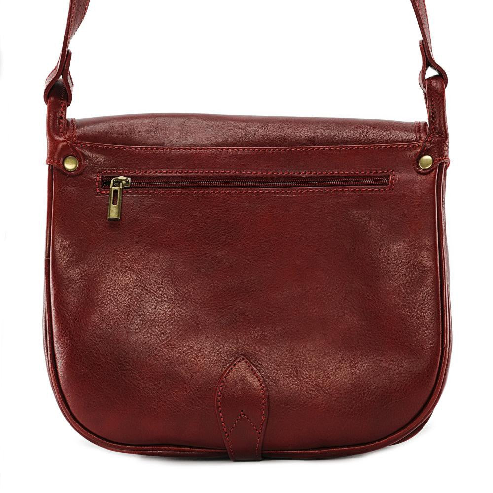Sac bandoulière en cuir lisse VERLAINE Rouge foncé
