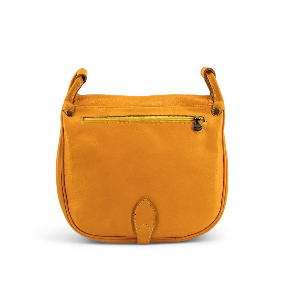 Sac bandoulière en cuir lisse VERLAINE Jaune tournesol