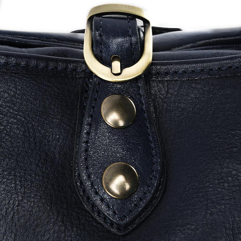 Sac bandoulière en cuir lisse VERLAINE Bleu marine