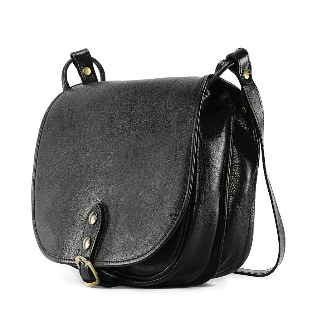 Sac bandoulière en cuir lisse VERLAINE Noir