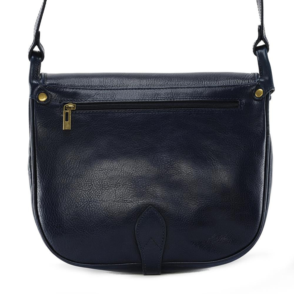 Sac bandoulière en cuir lisse VERLAINE Bleu marine