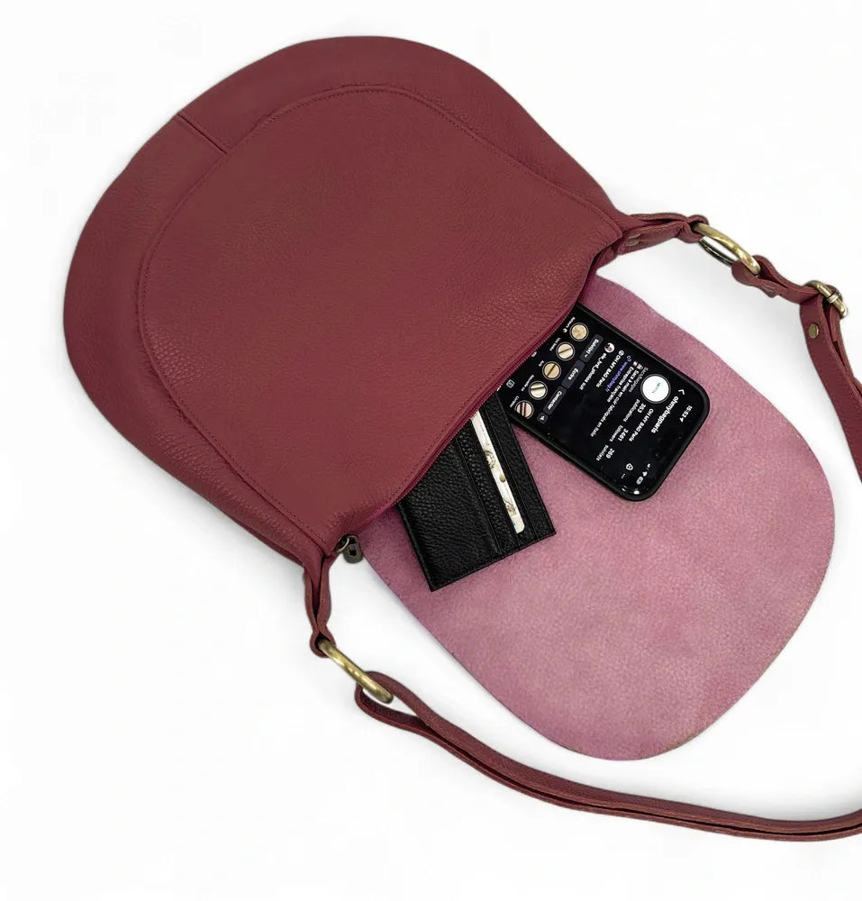 Sac bandoulière en cuir italien LITTLE CITIZEN Rouge foncé