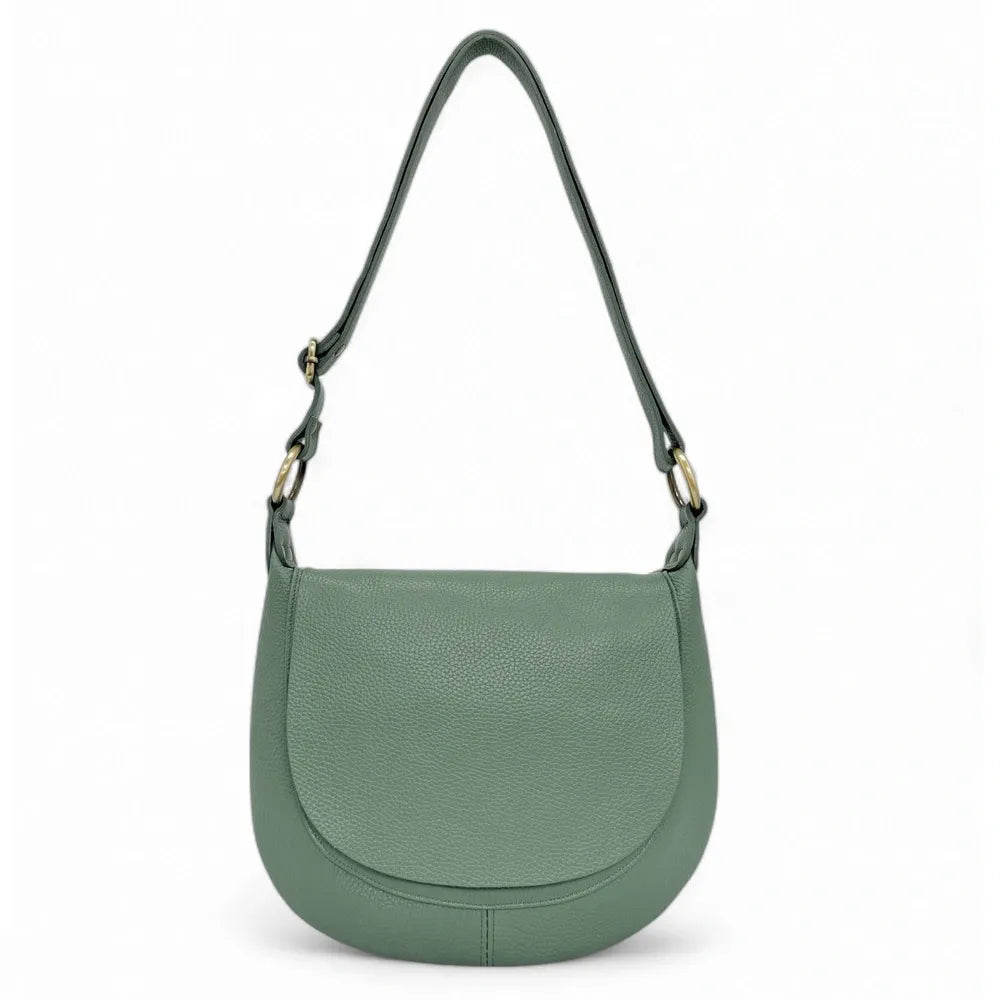 Sac bandoulière en cuir italien LITTLE CITIZEN Vert pastel