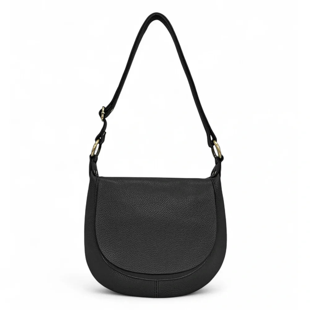 Sac bandoulière en cuir italien LITTLE CITIZEN Noir