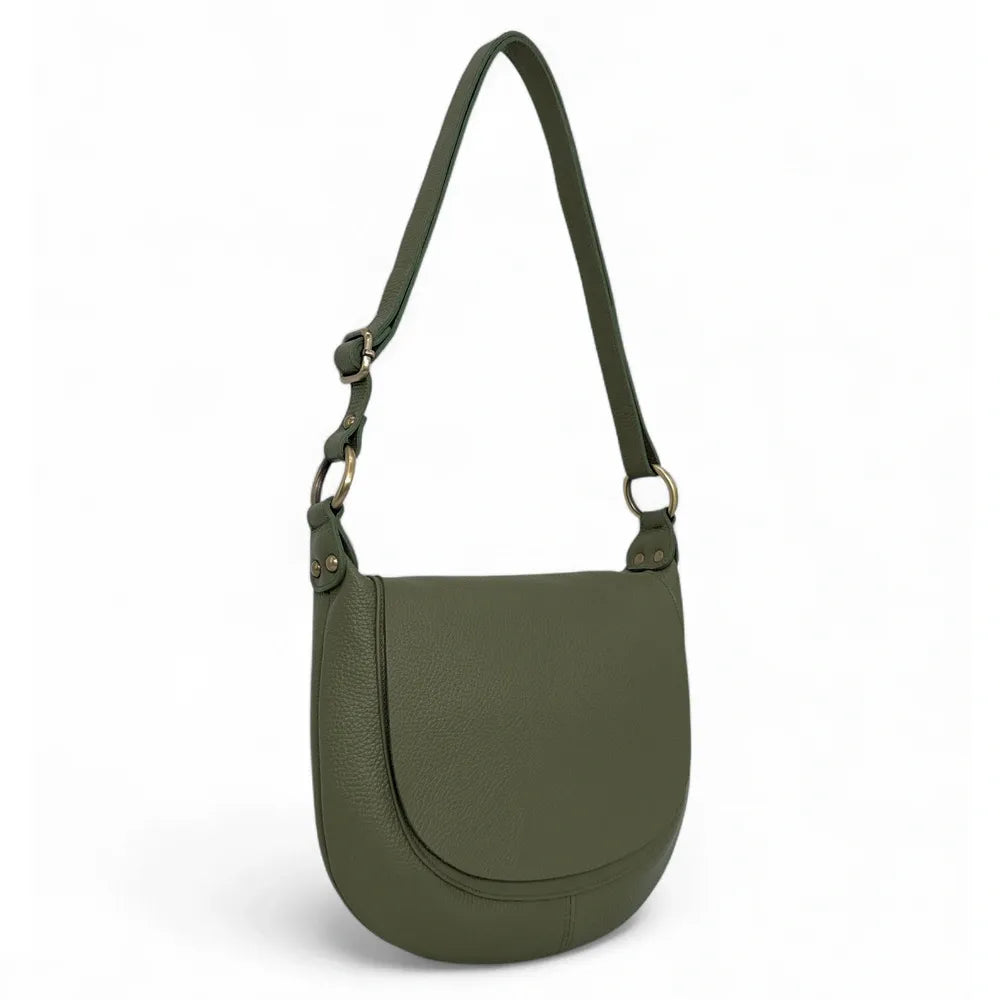 Sac bandoulière en cuir italien LITTLE CITIZEN Kaki