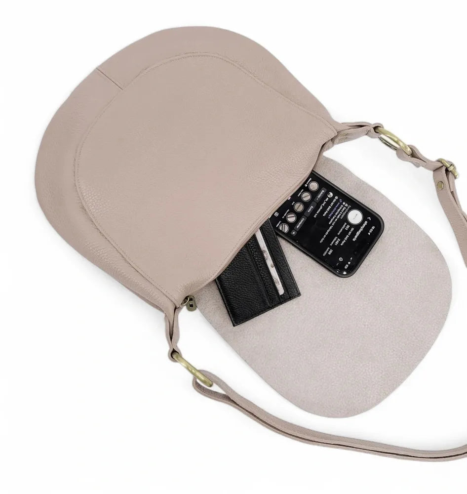 Sac bandoulière en cuir italien LITTLE CITIZEN Rose nude
