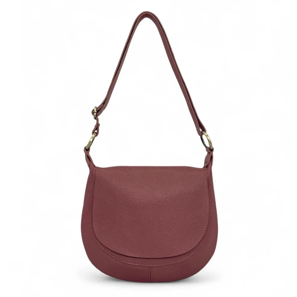 Sac bandoulière en cuir italien LITTLE CITIZEN Rouge foncé