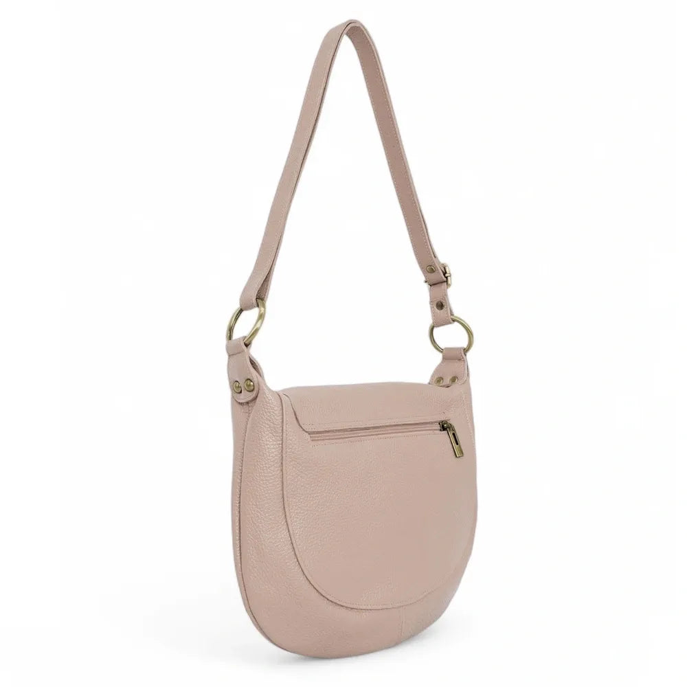 Sac bandoulière en cuir italien LITTLE CITIZEN Rose nude