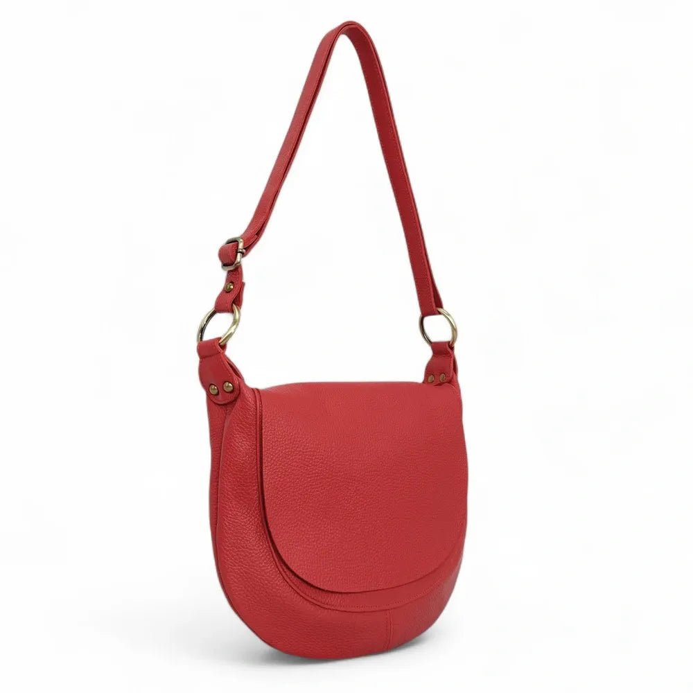 Sac bandoulière en cuir italien LITTLE CITIZEN Rouge garance
