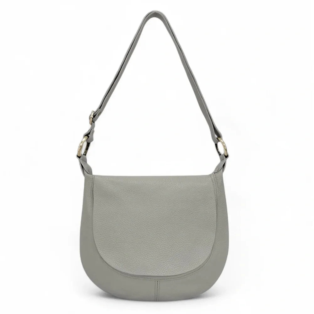 Sac bandoulière en cuir italien LITTLE CITIZEN Gris clair