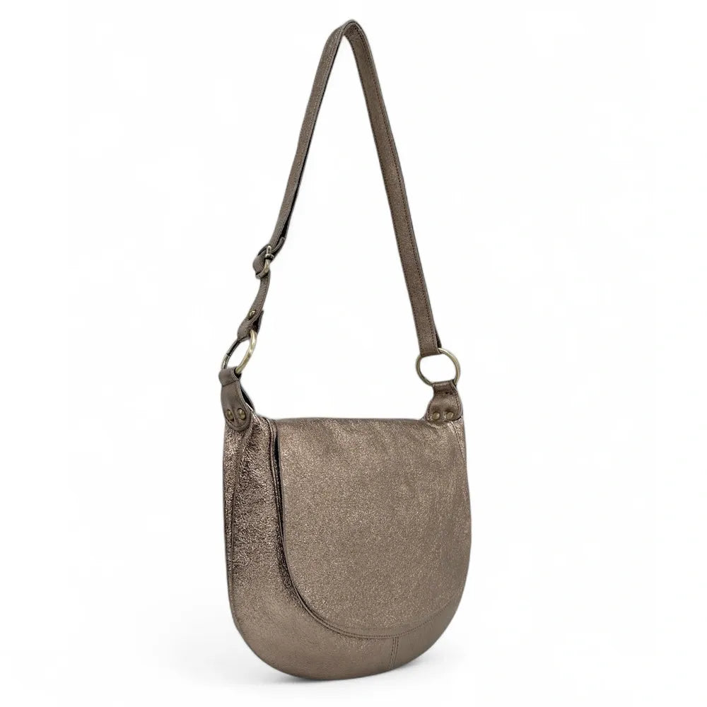 Sac bandoulière en cuir italien LITTLE CITIZEN Champagne irisé
