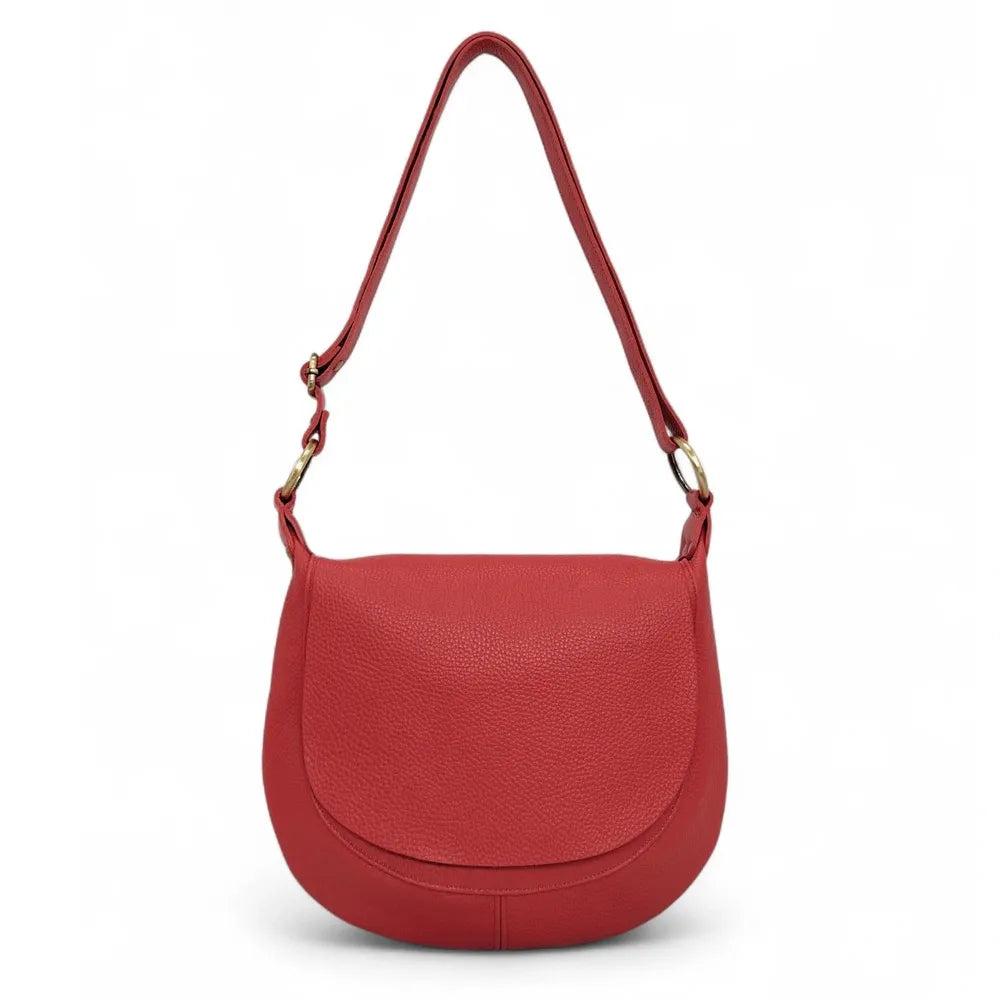 Sac bandoulière en cuir italien LITTLE CITIZEN Rouge garance