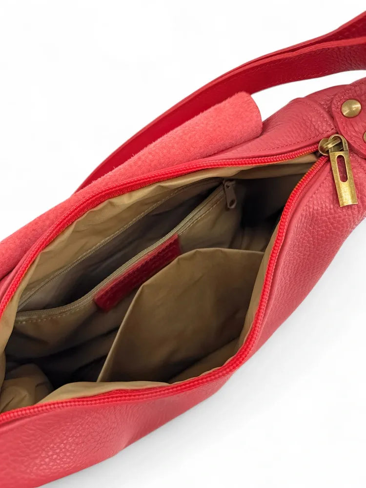 Sac bandoulière en cuir italien LITTLE CITIZEN Rouge garance